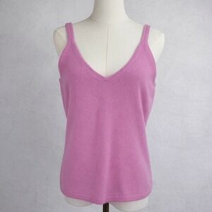 Pink 100% Cashmere Knit Tank Top V Neck Cottagecore Coquette Size S-M